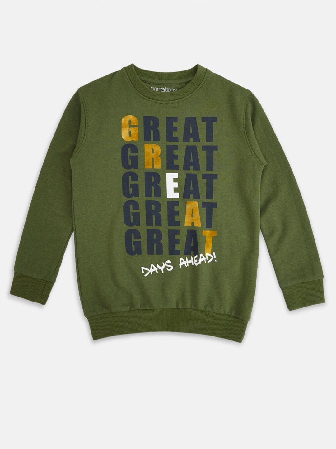 

Pantaloons Junior Boys Printed Sweatshirt, Olive