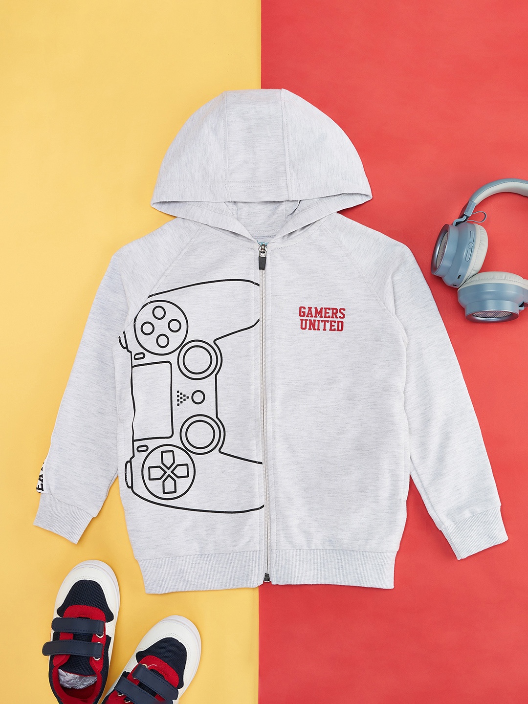 

Pantaloons Junior Boys Printed Cotton Sweatshirt, Grey melange