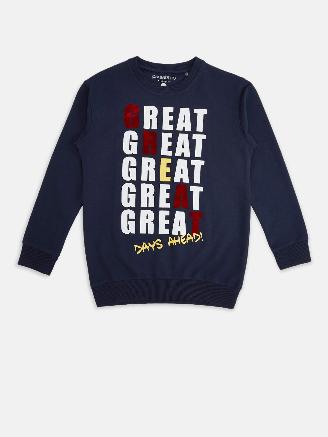 

Pantaloons Junior Boys Navy Blue Printed Sweatshirt