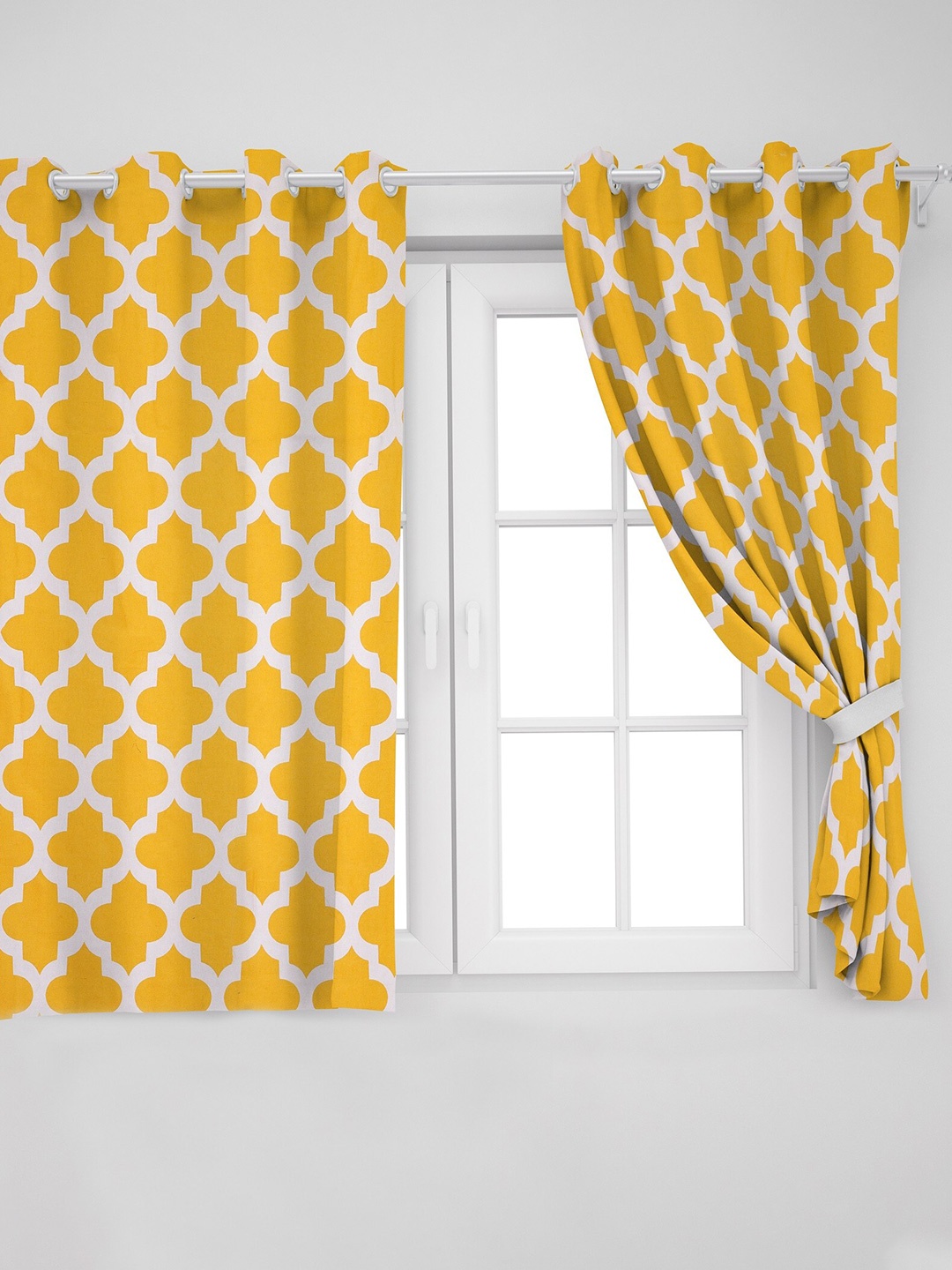 

HOMEMONDE Yellow & White Floral Window Curtain