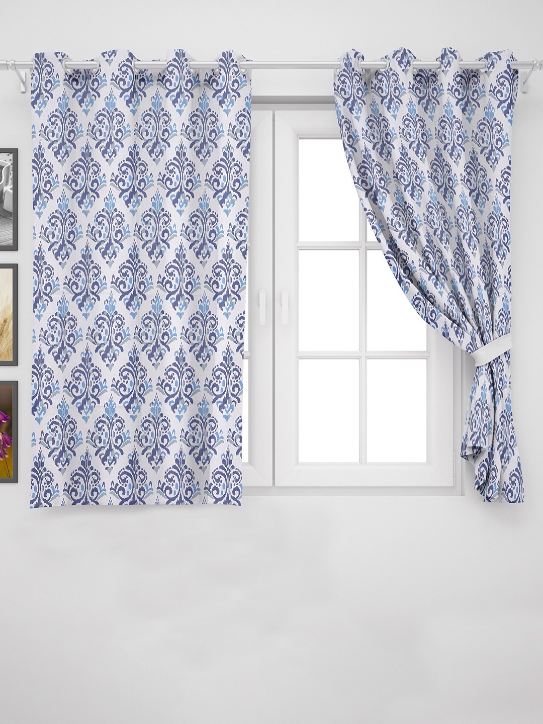 

HOMEMONDE Cotton Floral Window Curtain, White