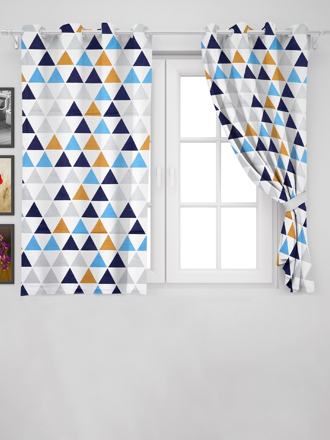 

HOMEMONDE Cotton Geometric Window Curtain, White
