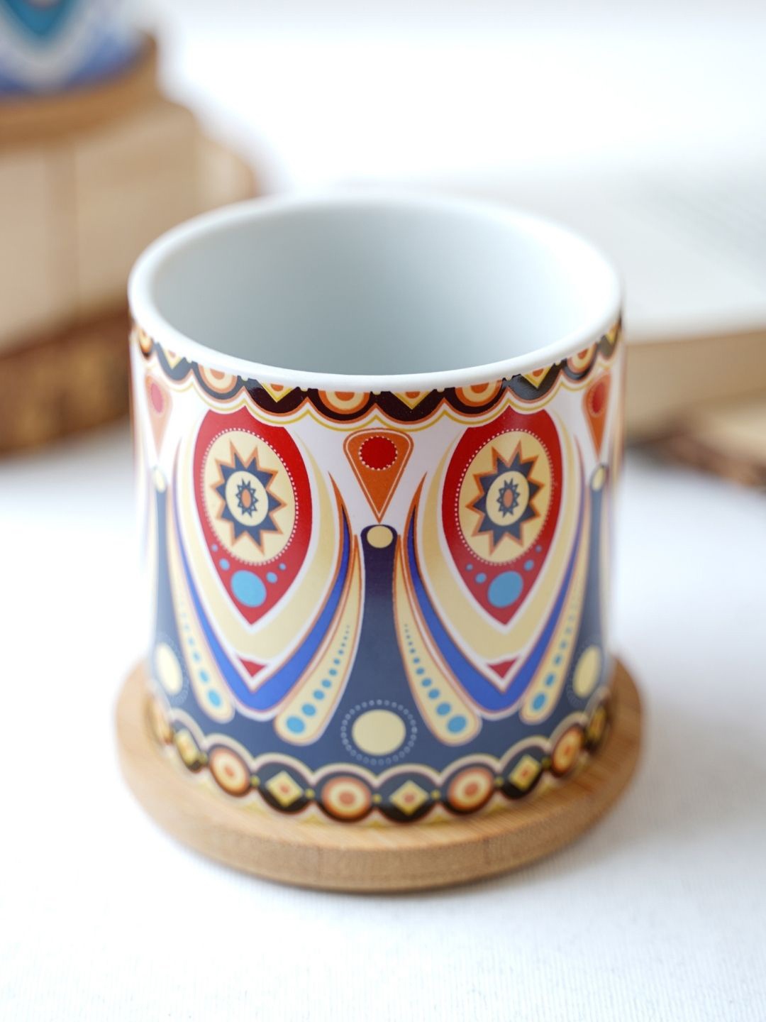 

Nestasia Blue & Yellow Printed Ceramic Boho Planters