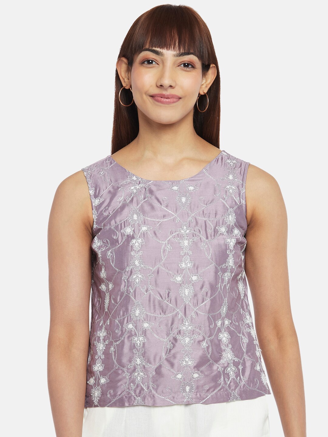 

AKKRITI BY PANTALOONS Purple Floral Print Top