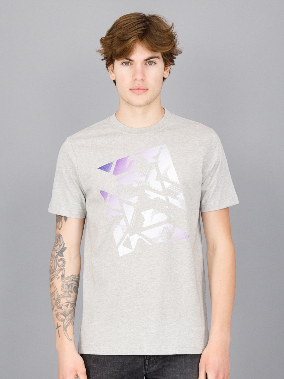 

FREESOUL Men Graphic Printed Cotton T-shirt, Grey
