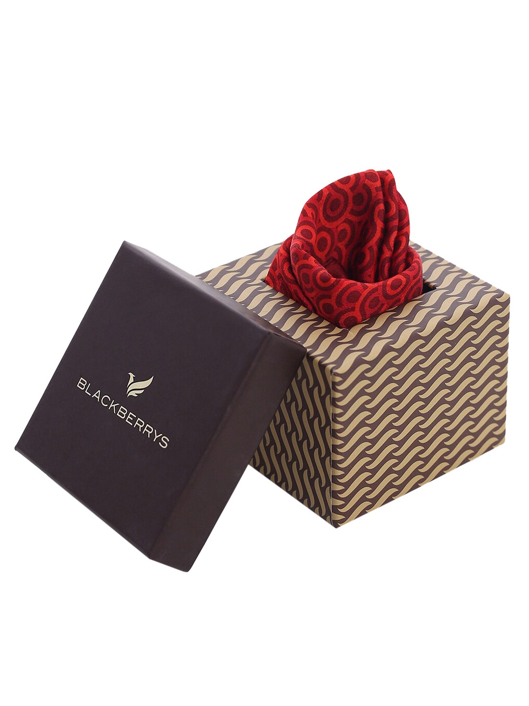

Blackberrys Men Printed Silk Pocket Square, Maroon