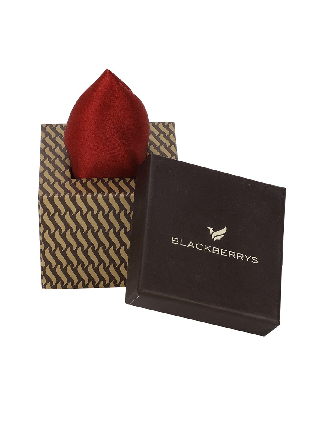 

Blackberrys Men Printed 4-Ways Silk Pocket Squares, Red