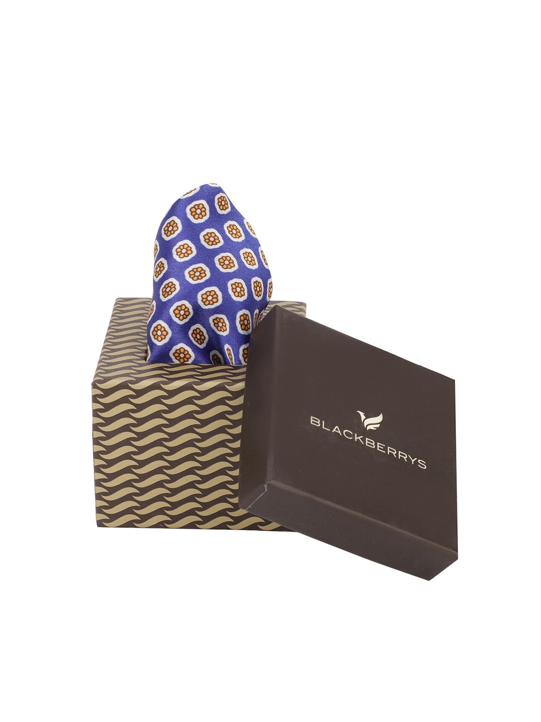 

Blackberrys Men Printed Pure Silk Pocket Squares, Blue