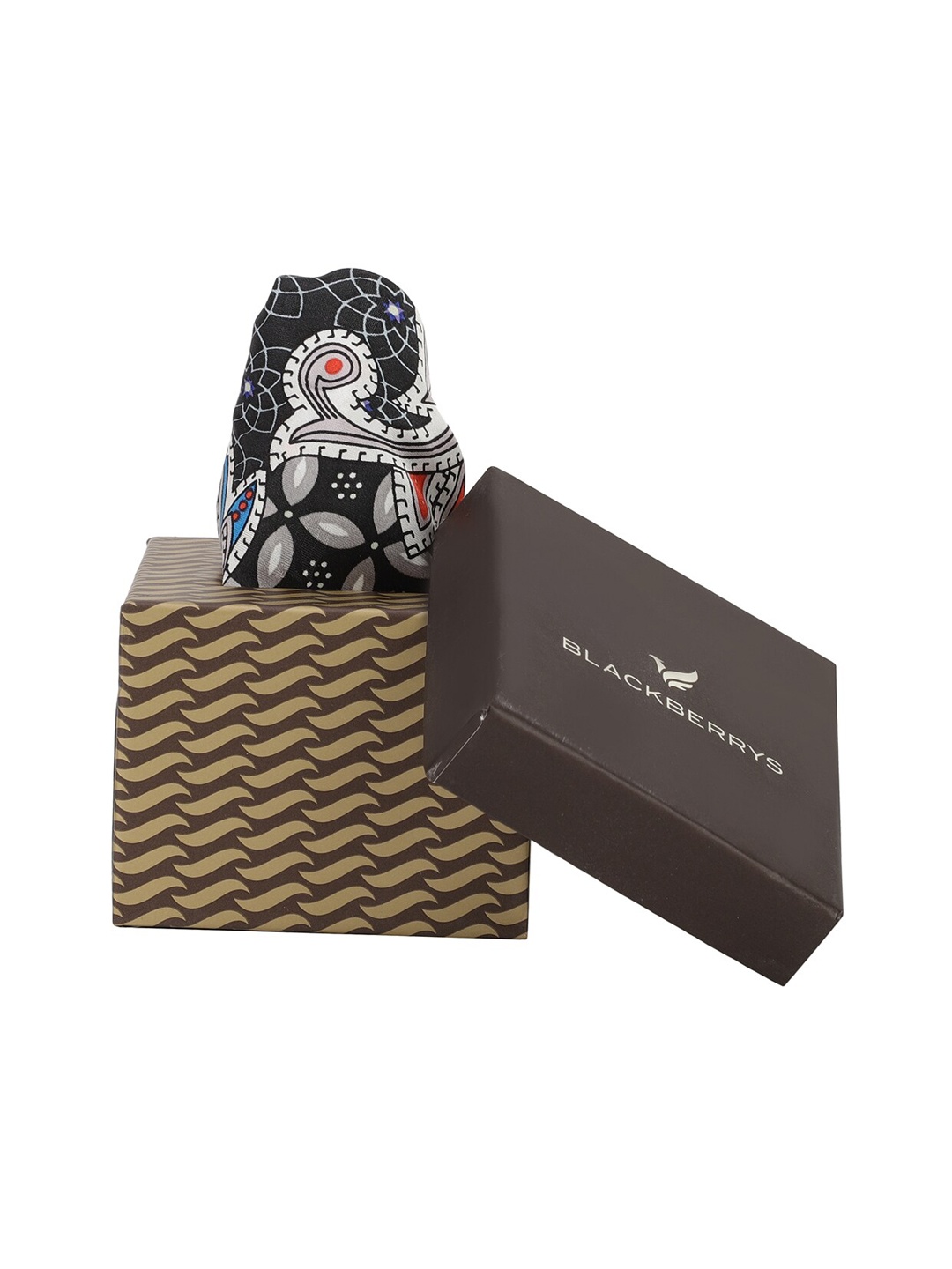 

Blackberrys Men Printed Pure Silk Pocket Squares, Black