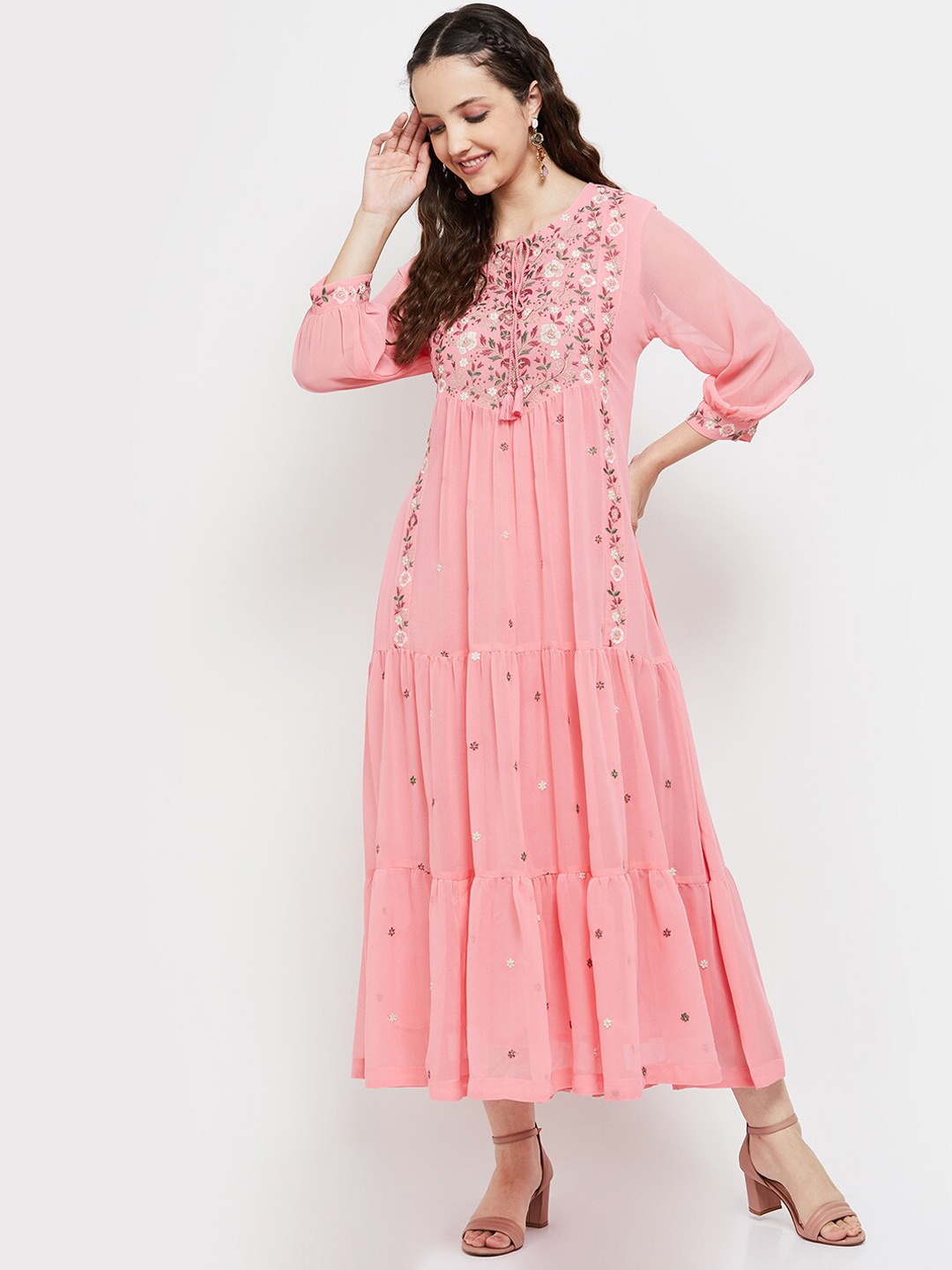 

Max Women Embroidered Ethnic Dress, Pink