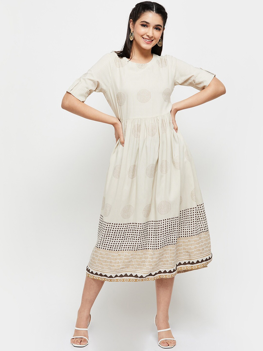 

Max Women Printed Ethnic Dress, Off white
