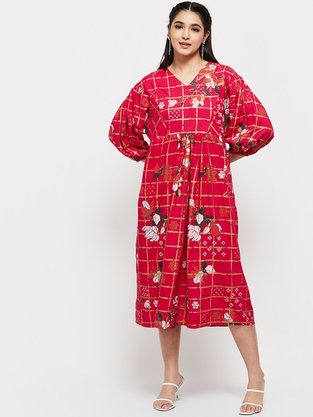 

max Women Printed Ethnic Dress, Fuchsia