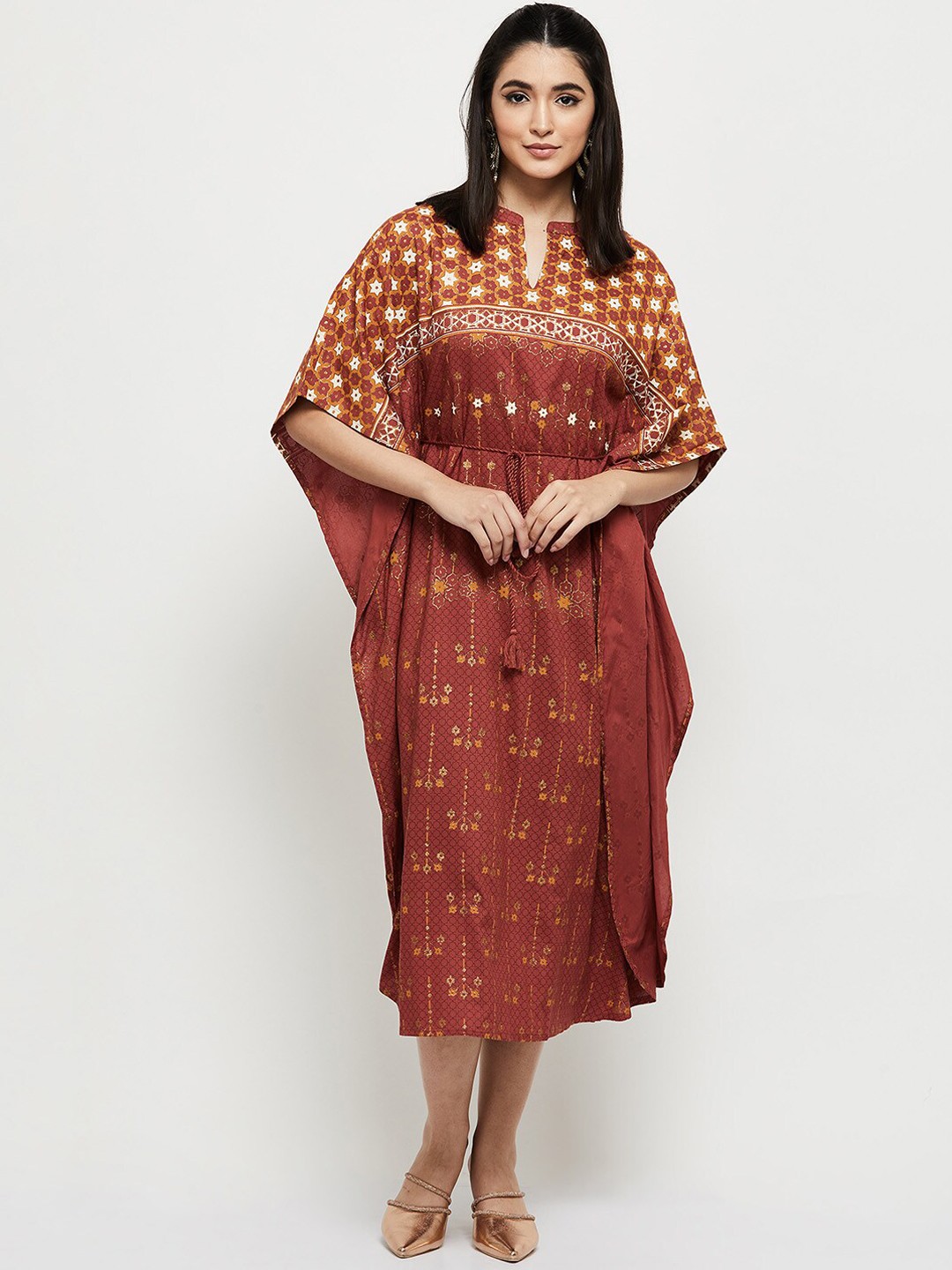 

Max Women Printed Kaftan Ethnic Dress, Rust