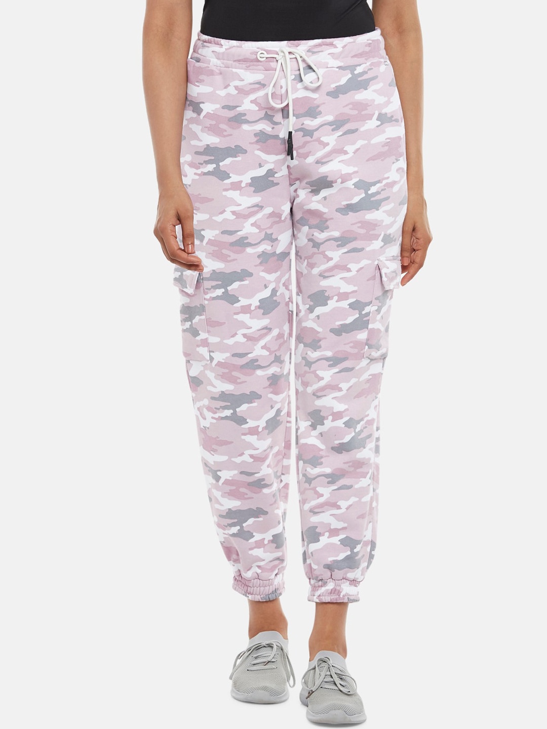 

Ajile by Pantaloons Women Printed Cotton Regular Fit Joggers, Purple