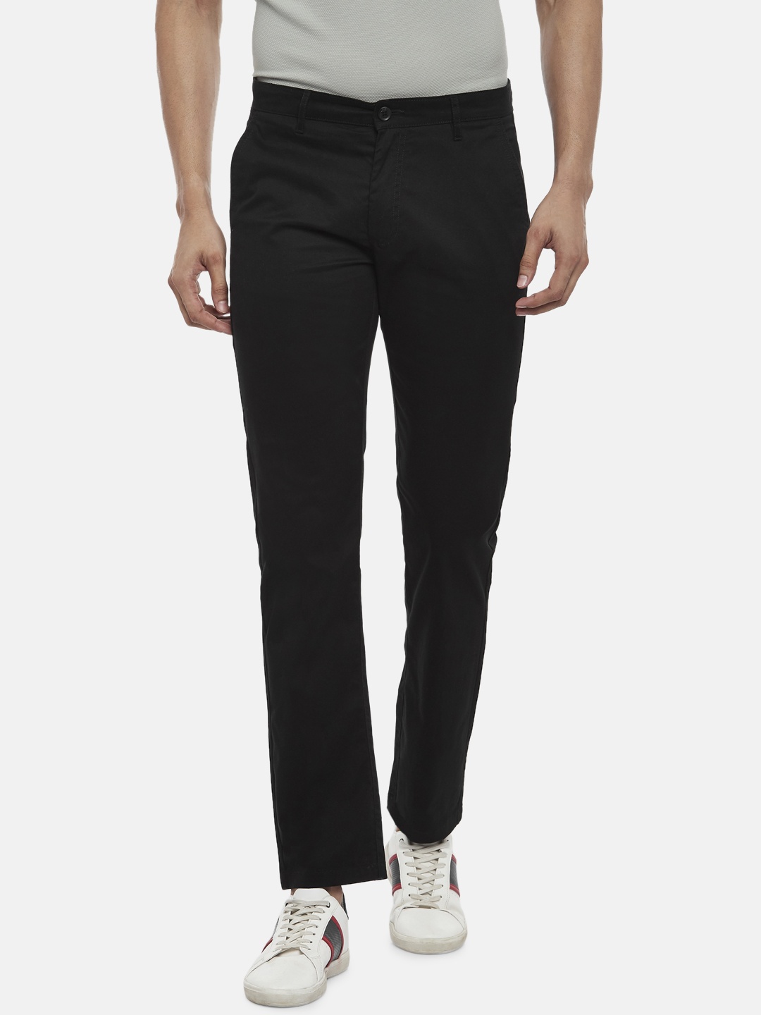 

BYFORD by Pantaloons Men Solid Cotton Slim-Fit Track Pants, Black