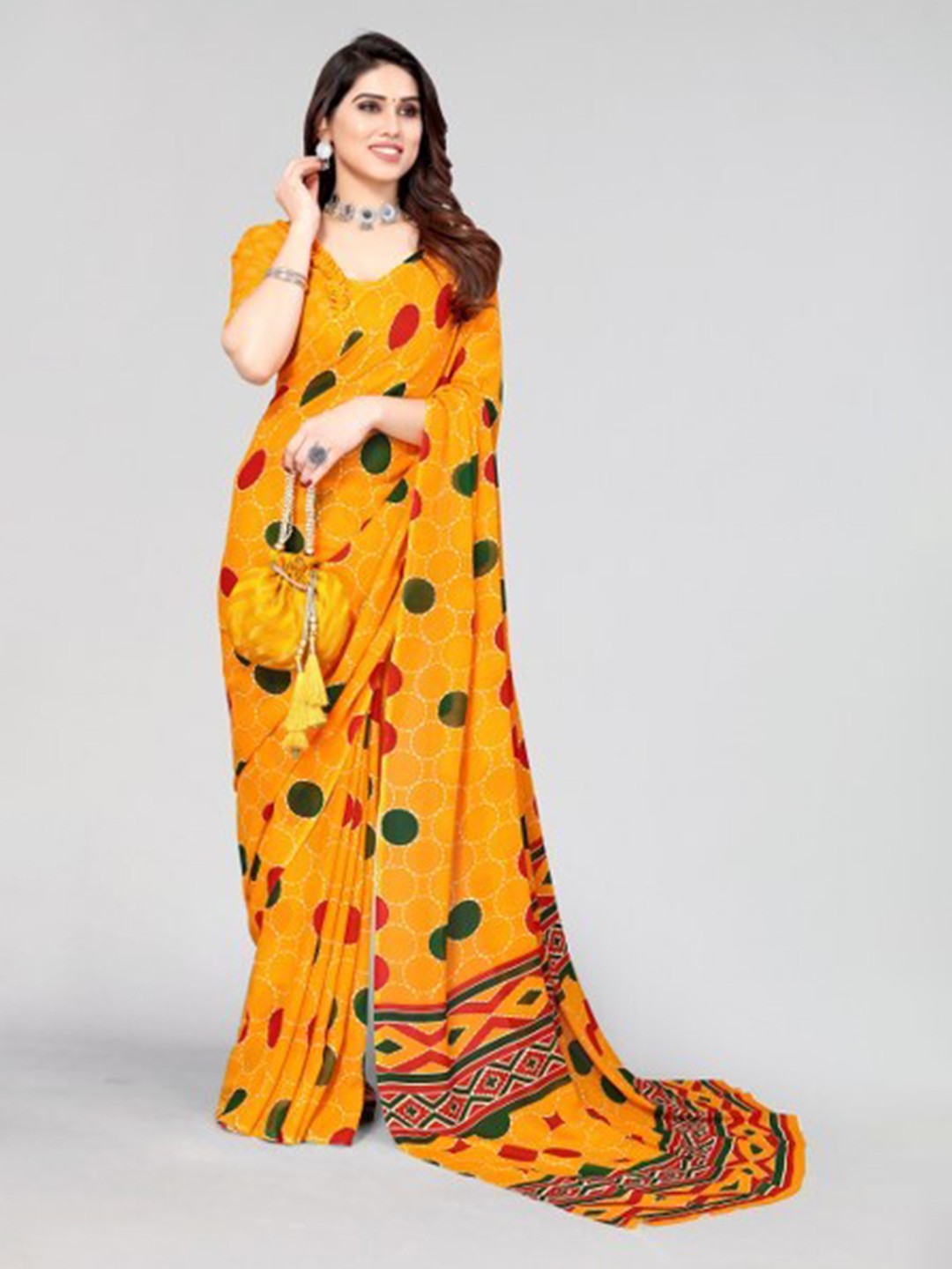 

Yashika Yellow & Green Saree
