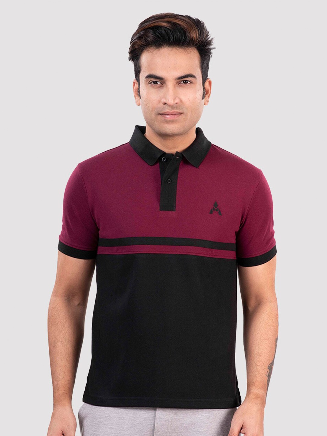 

ACTIMAXX Men Maroon Polo Collar Applique T-shirt