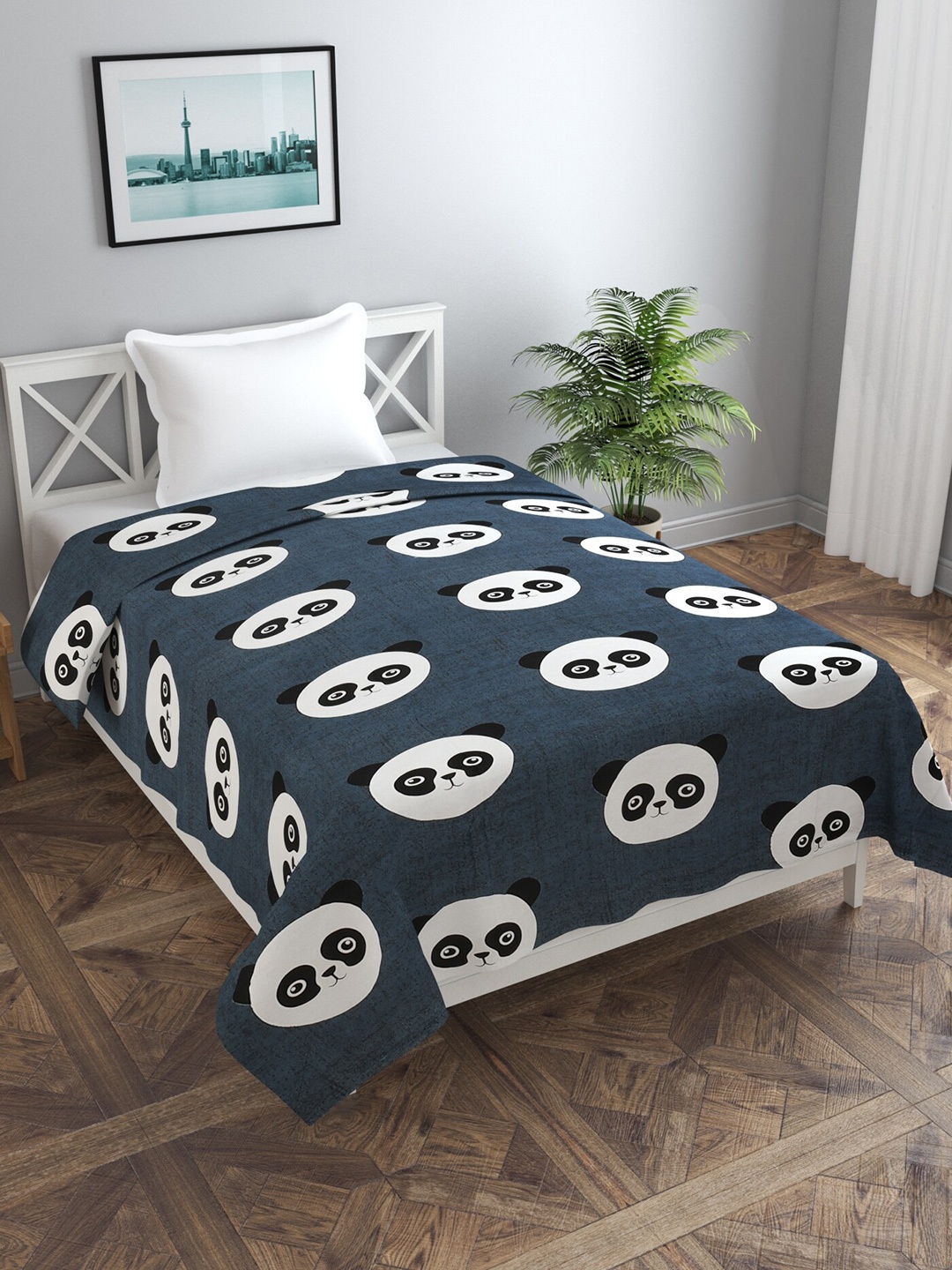 

MORADO Black & White Printed Panda Single Duvet Cover