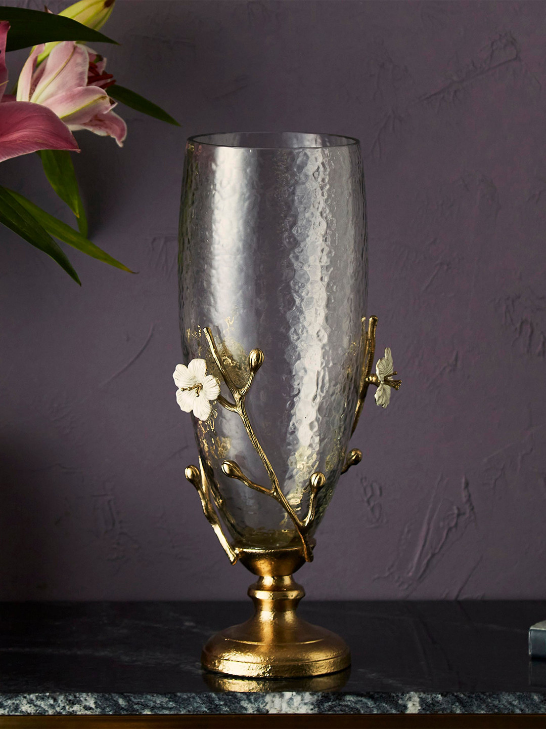 

Home Centre Solid Glass Candle Holder, Gold