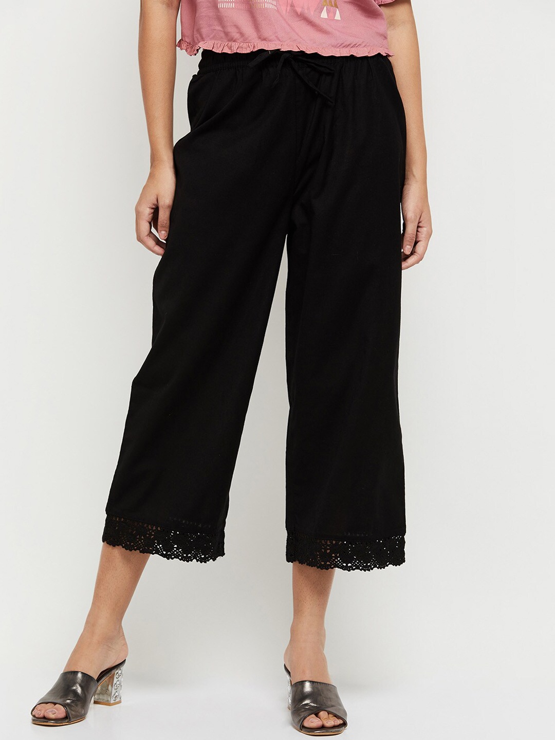 

max Women Black Loose Fit Trousers