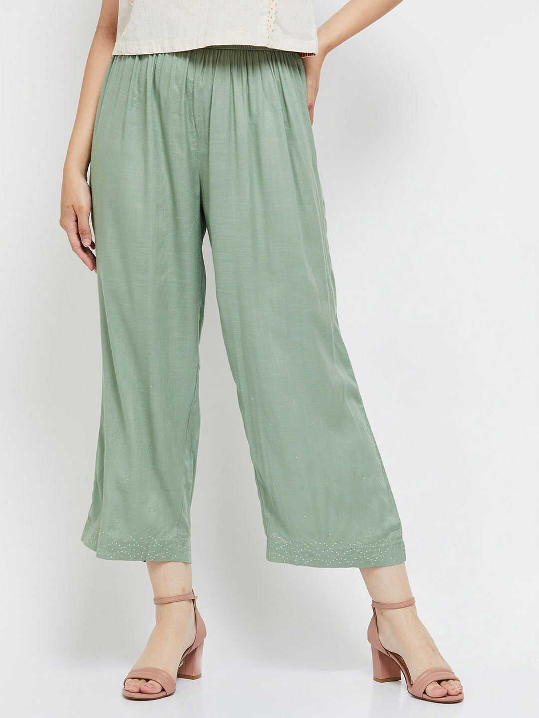 

max Women Green Loose Fit Easy Wash Trousers