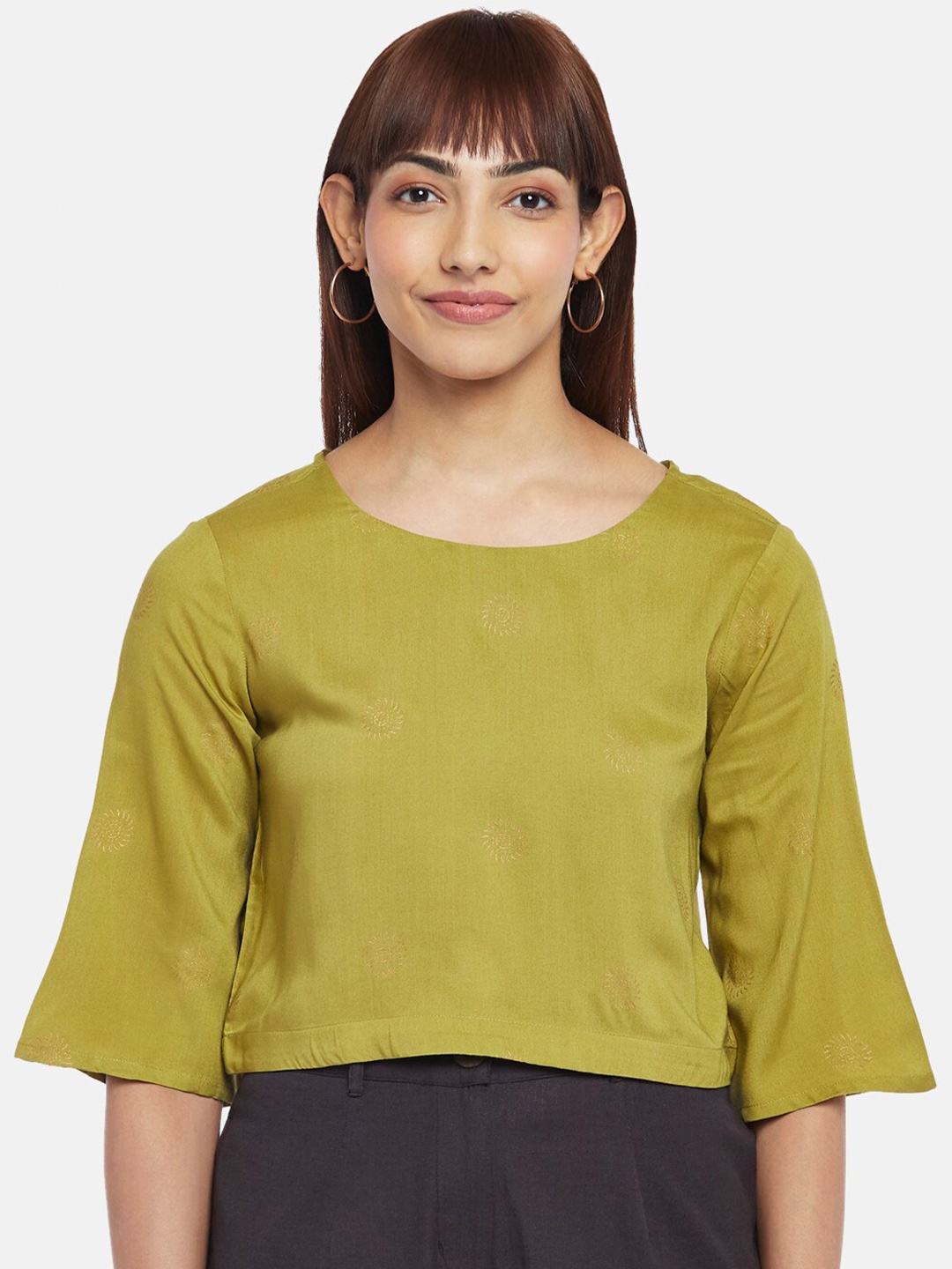 

AKKRITI BY PANTALOONS Women Floral Printed Tunic, Olive