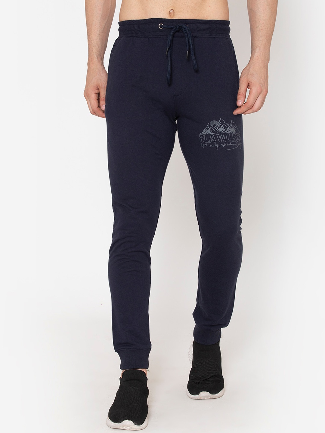 

FLAWLESS Men Printed Cotton Regular Fit Jogger, Navy blue