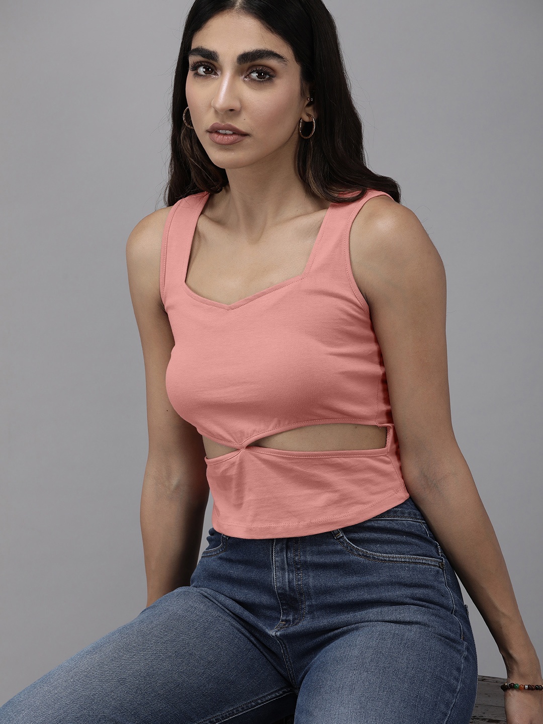 

The Roadster Lifestyle Co. Fitted Top With Cut Outs, Rose