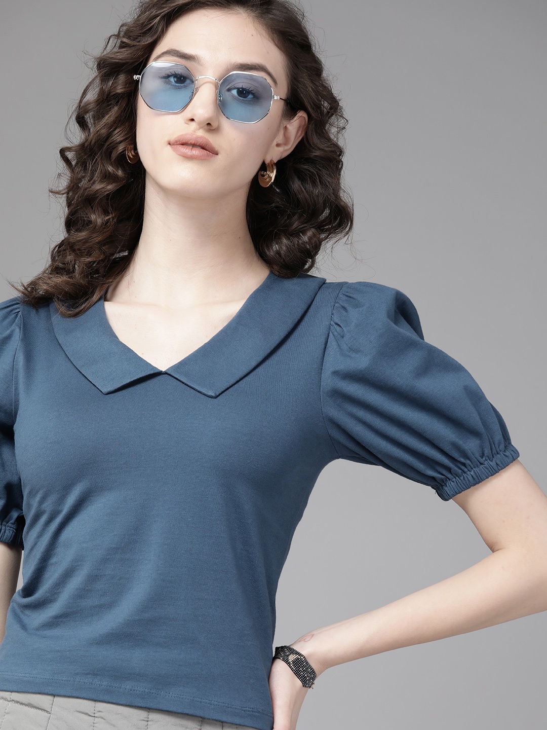 

The Roadster Lifestyle Co. Teal Blue Peter Pan Collar Top