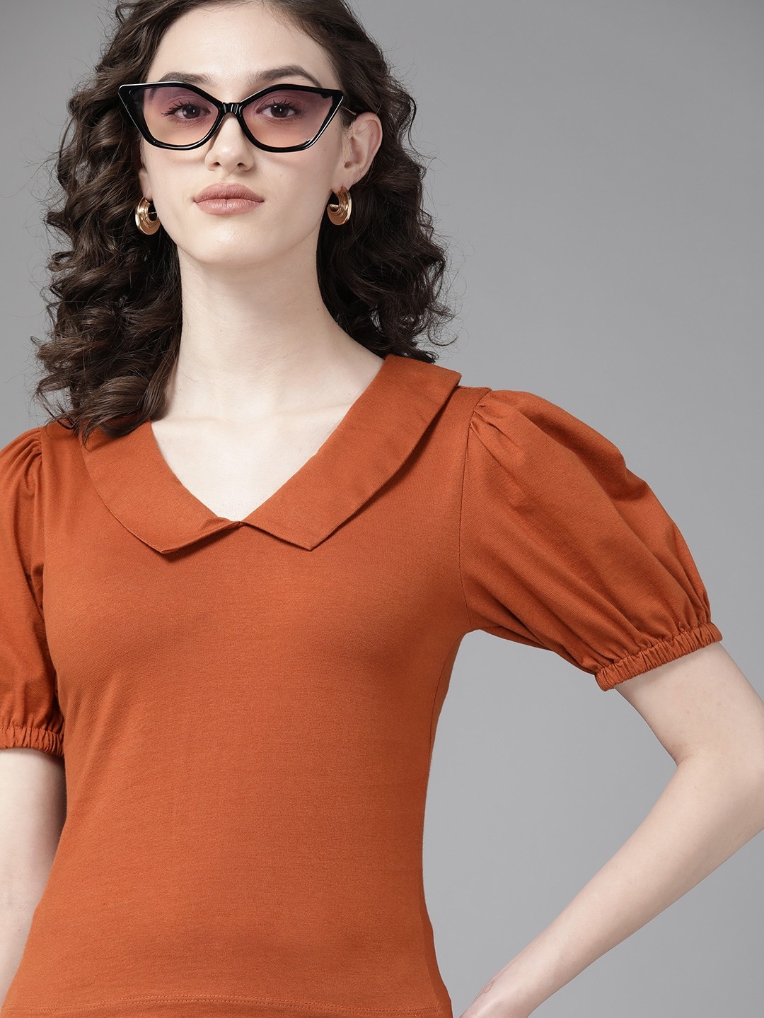 

The Roadster Lifestyle Co. Rust Peter Pan Collar Top