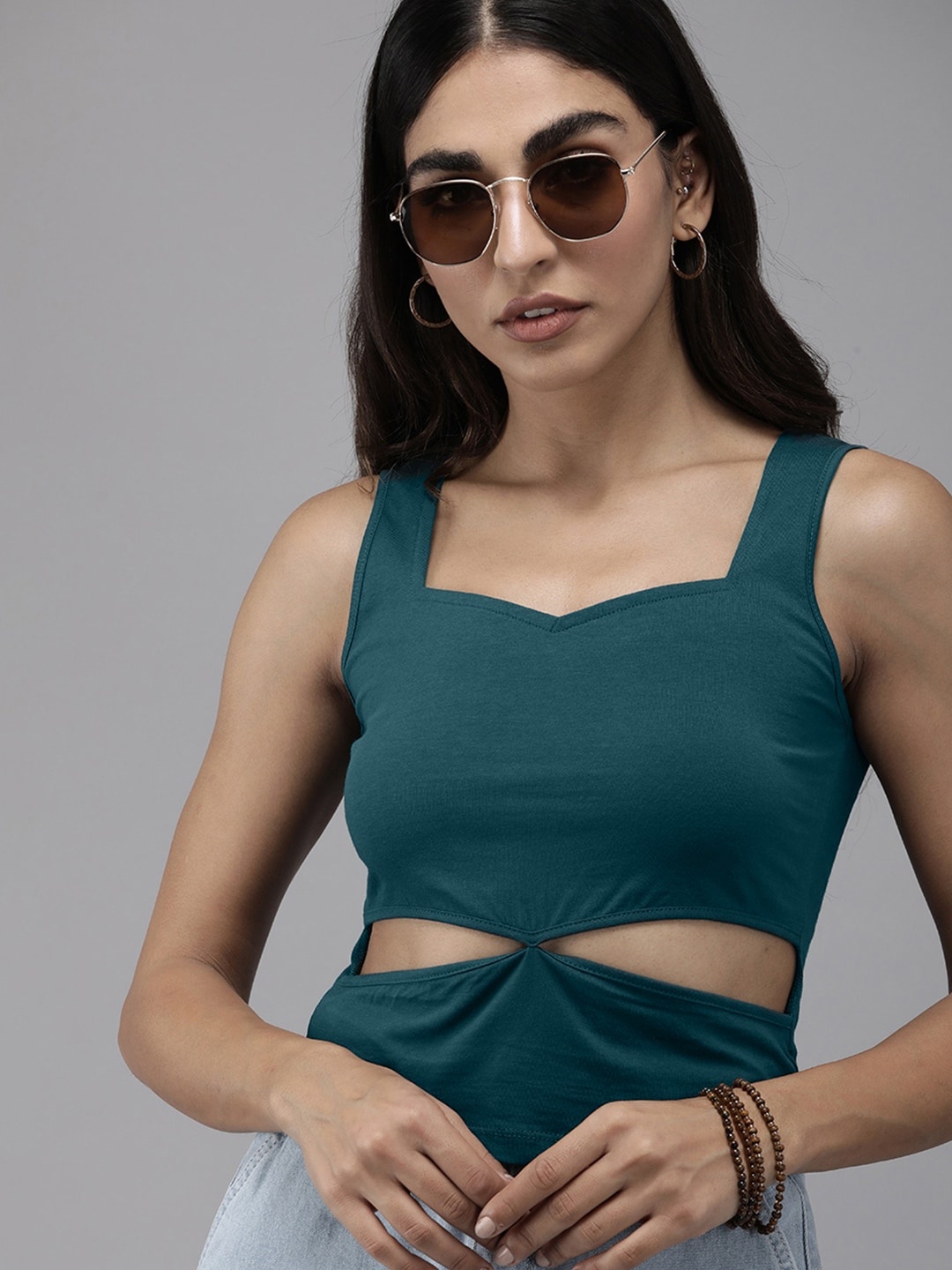 

The Roadster Lifestyle Co. Fitted Top With Cut Outs, Teal