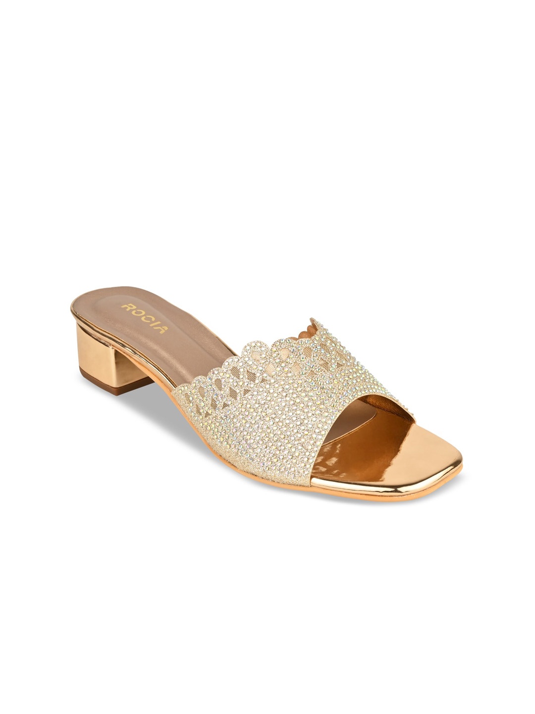 

Rocia Embellished Party Block Heels, Rose gold