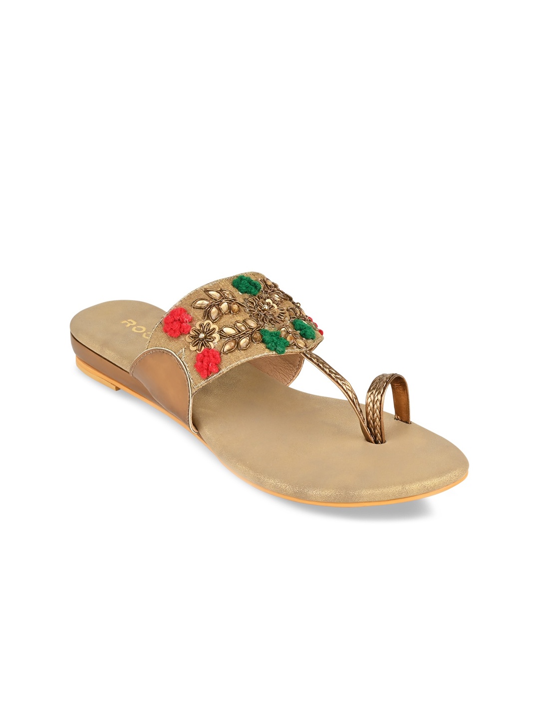 

Rocia Gold-Toned Ethnic Block Sandals