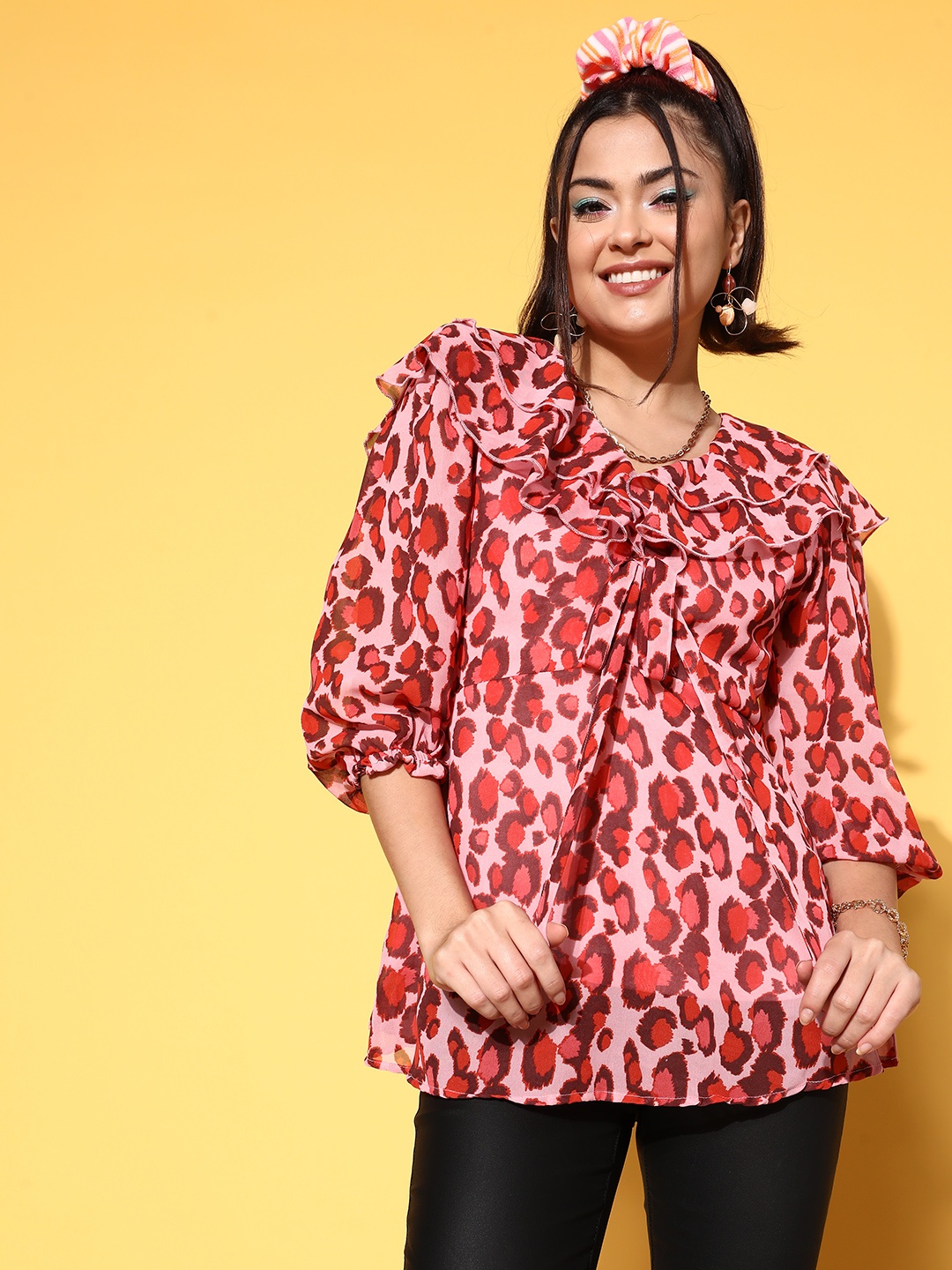 

plusS Pink Floral Printed Layered Top