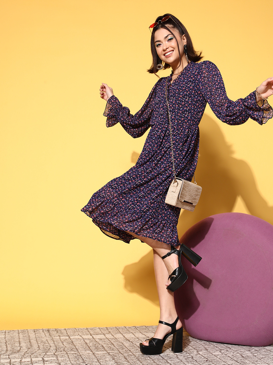 

plusS Blue Floral A-Line Dress