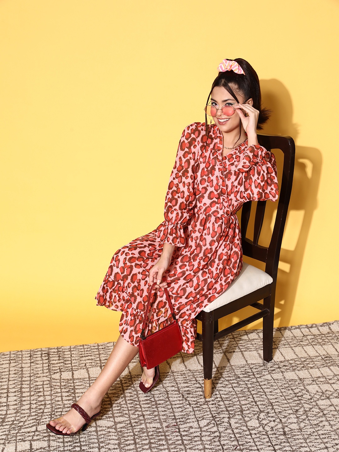 

plusS Pink Printed A-Line Dress