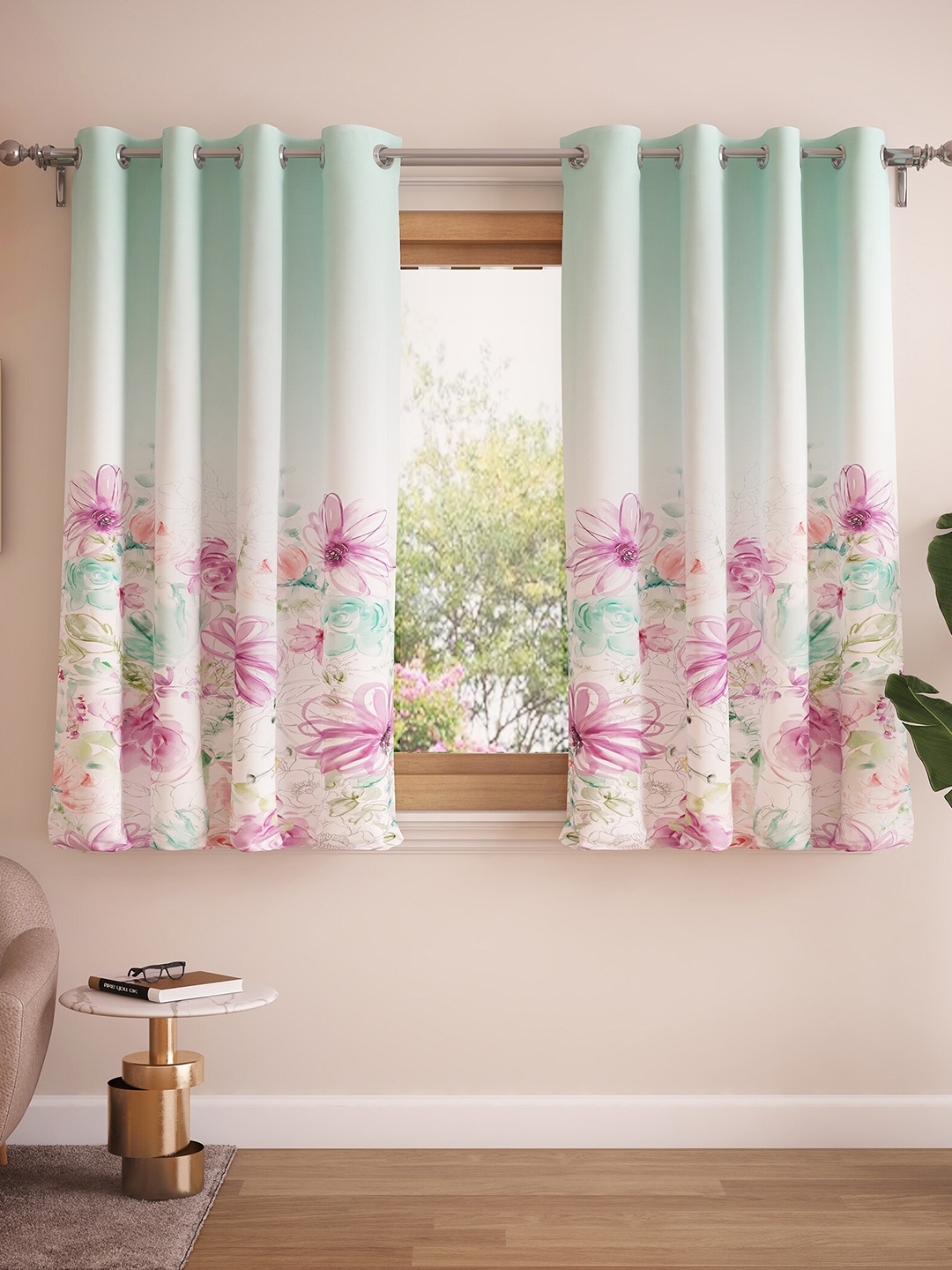 

Home Centre Blue & Pink Set of 2 Floral Window Curtain