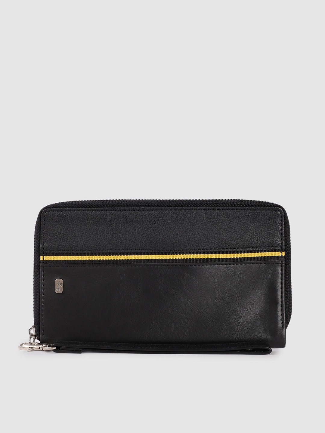 

Baggit Men Black Solid Zip Around Wallet With Wrist Loop
