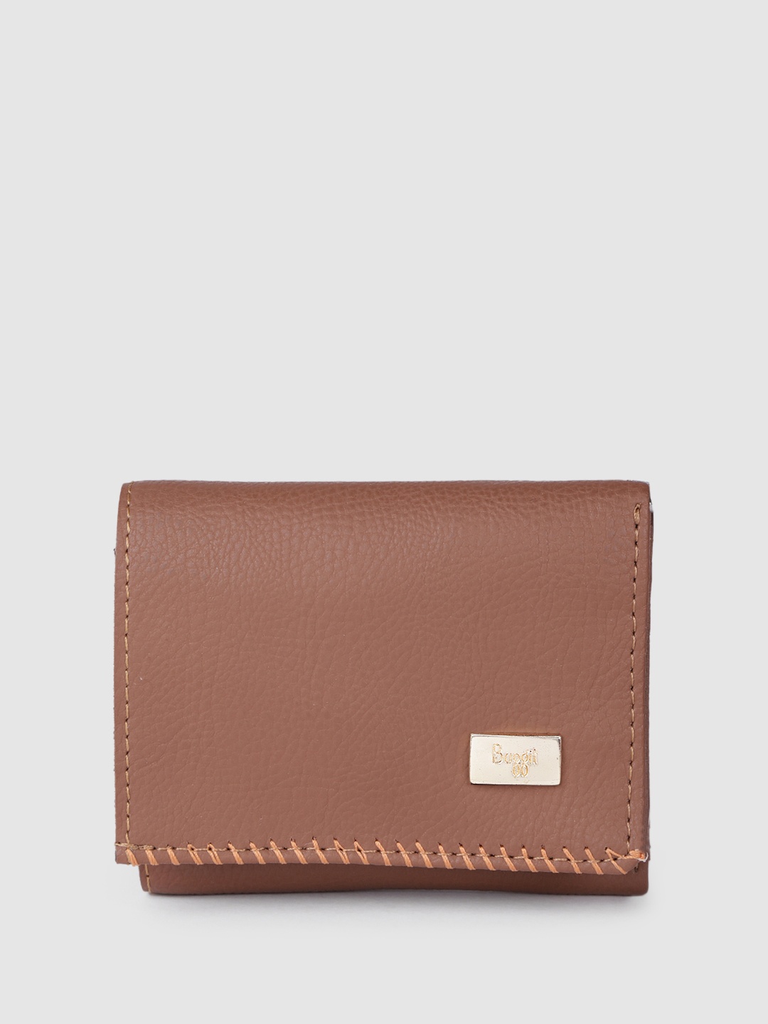 

Baggit Women Solid Three Fold Wallet, Brown