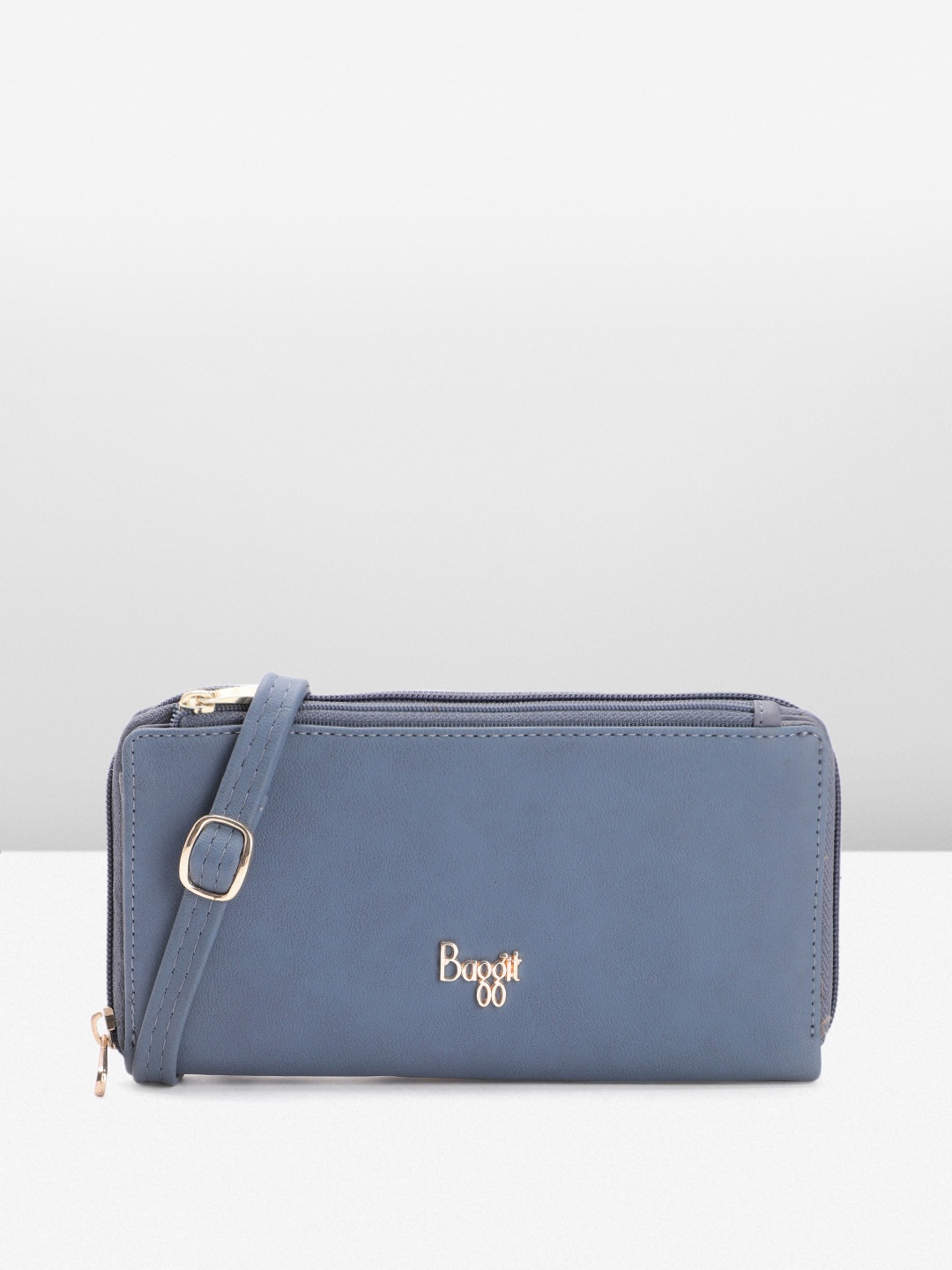 

Baggit Women Zip Around Wallet with Sling Strap, Blue