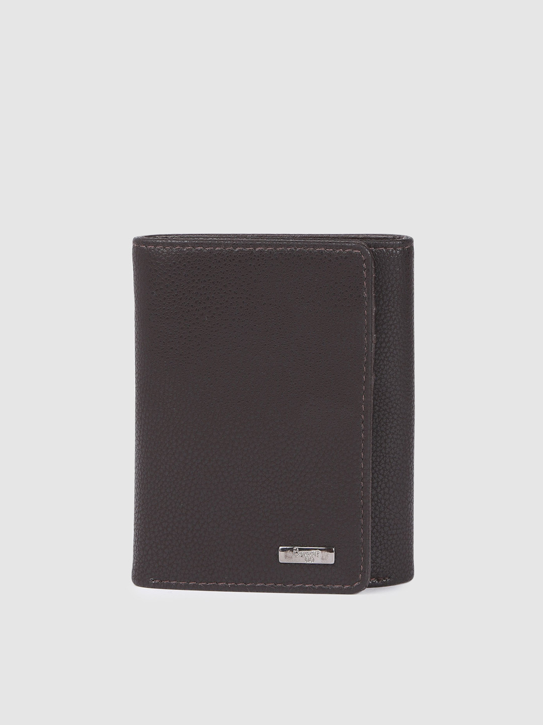 

Baggit Men Brown Solid Three Fold Wallet