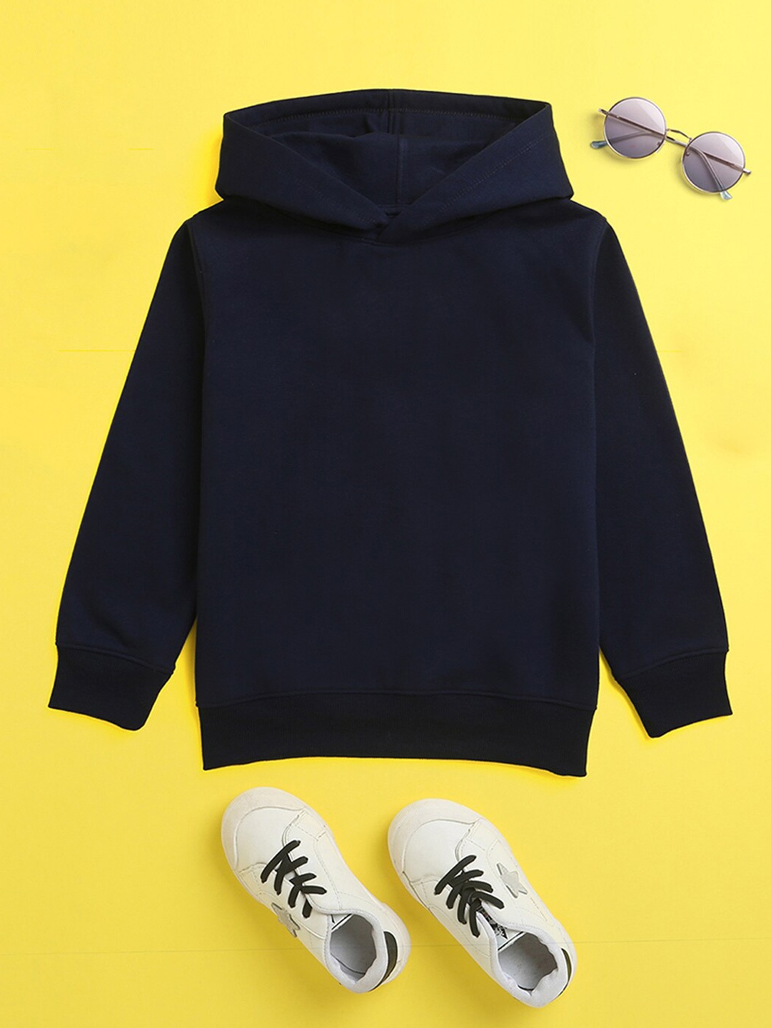

NUSYL Kids Black Solid Hooded Sweatshirt, Blue