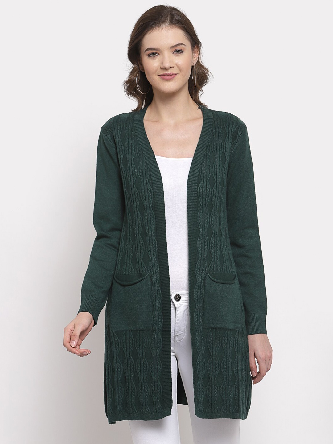 

Mafadeny Women Longline Shrug, Green