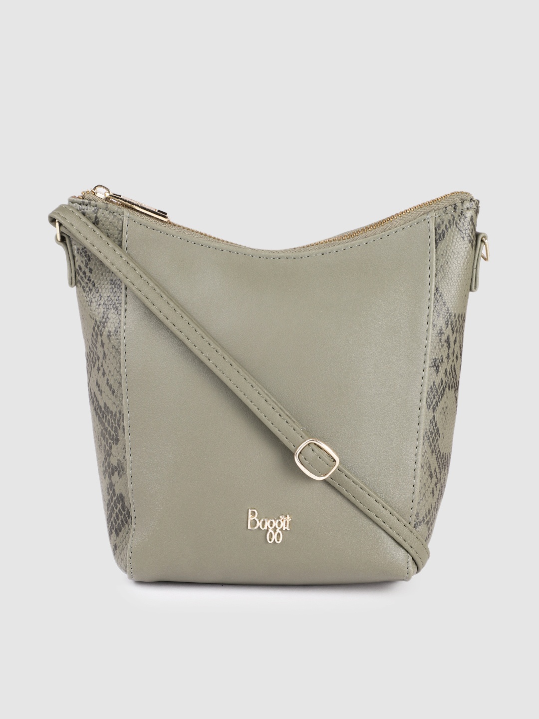 

Baggit Sage Green Solid Structured Sling Bag