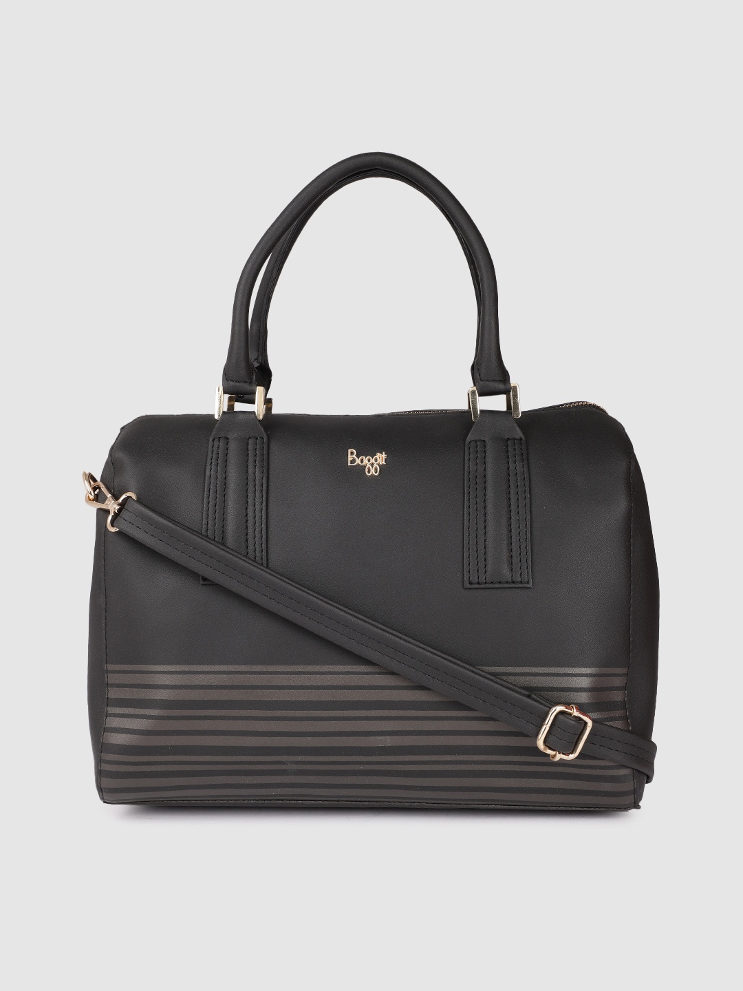 

Baggit Black Striped Structured Handheld Bag