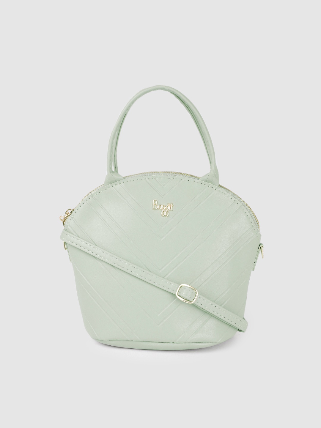 

Baggit Mint Green Solid Structured Sling Bag