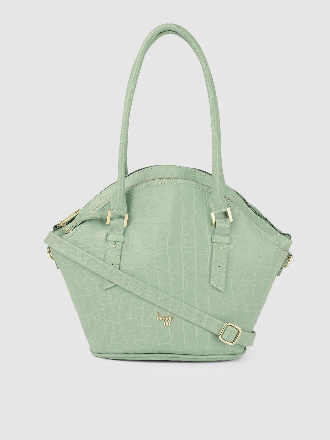 

Baggit Mint Green Animal Textured Bowling Shoulder Bag
