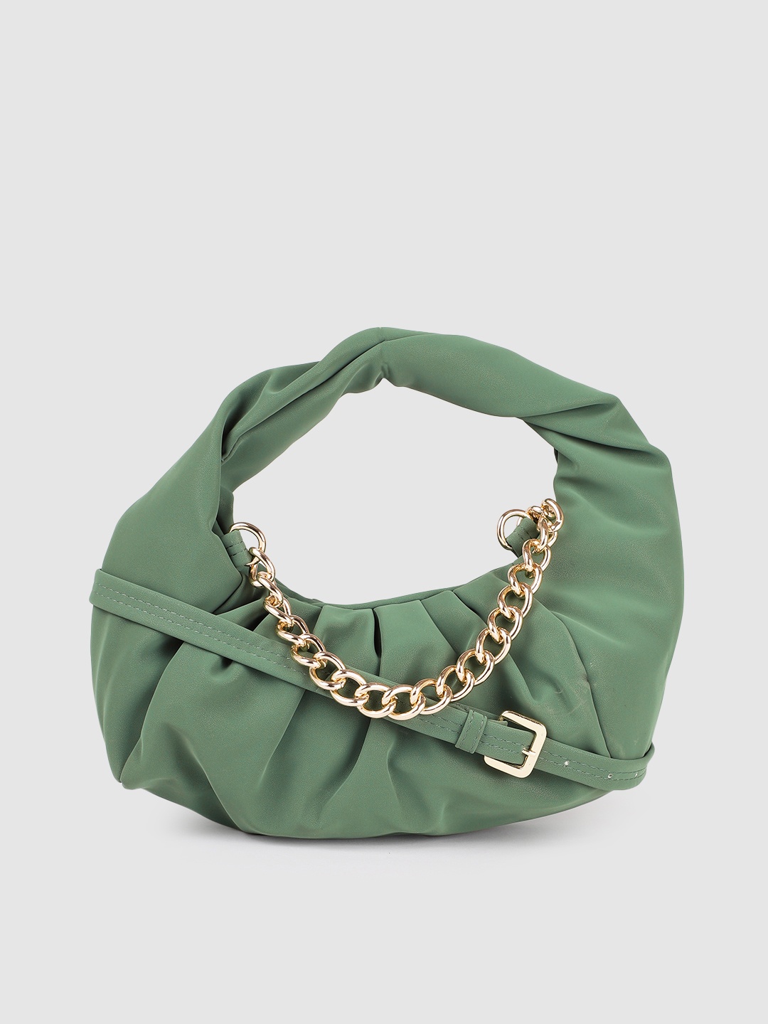 

Baggit Women Green Solid Structured Hobo Bag