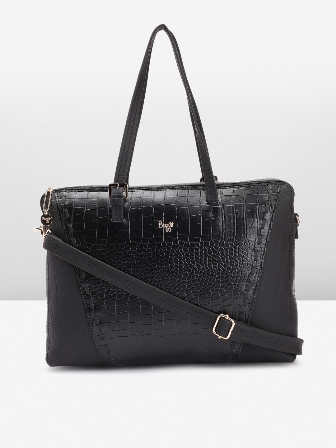 

Baggit Animal Textured Structured Handheld Bag, Black