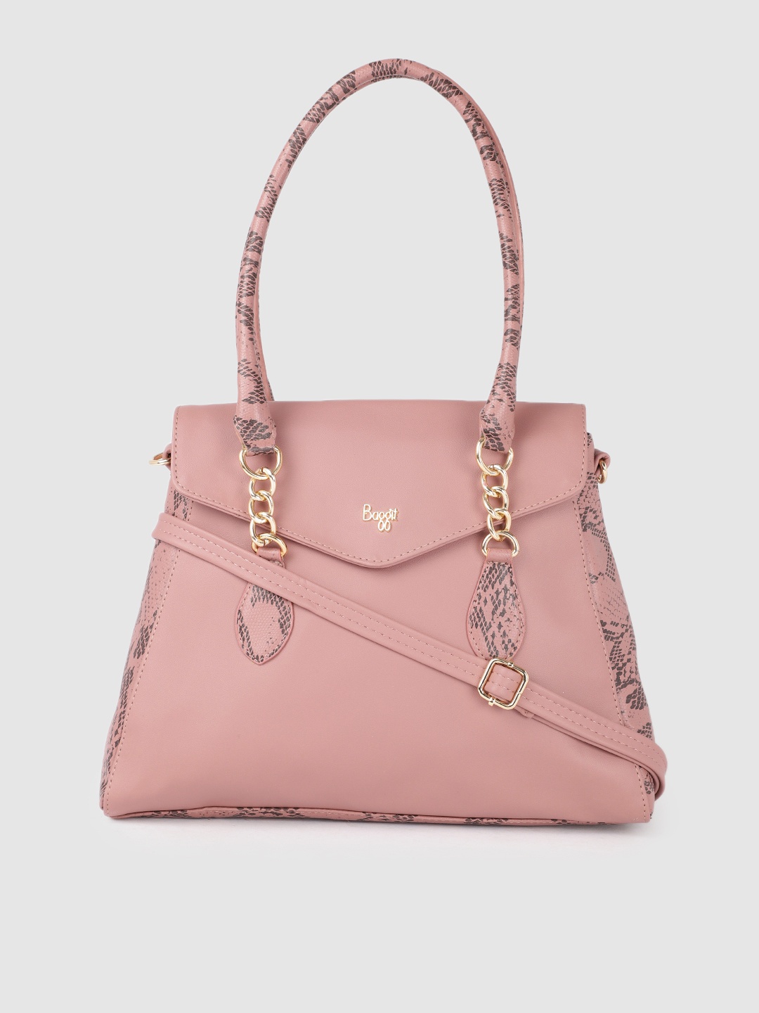 

Baggit Pink Animal Textured Structured Shoulder Bag